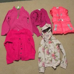 Lot of 5 girls sz 6 light coats, cardigan, vest
